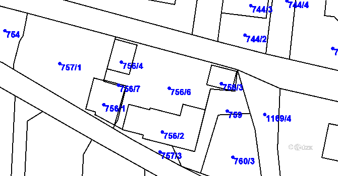 Parcela st. 756/6 v KÚ Homole, Katastrální mapa