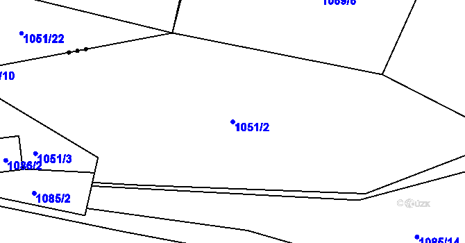 Parcela st. 1051/2 v KÚ Hradce u Homol, Katastrální mapa
