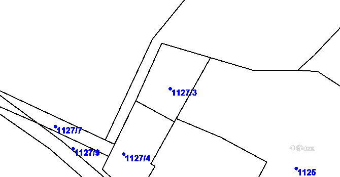 Parcela st. 1127/3 v KÚ Hradce u Homol, Katastrální mapa