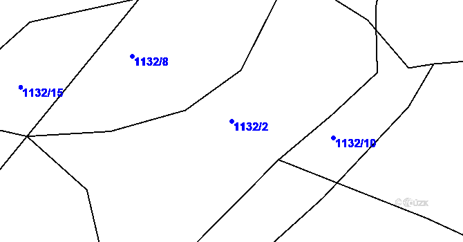 Parcela st. 1132/2 v KÚ Hradce u Homol, Katastrální mapa