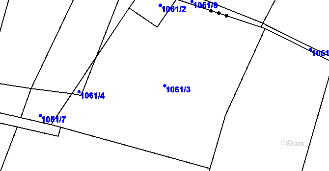 Parcela st. 1061/3 v KÚ Hradce u Homol, Katastrální mapa