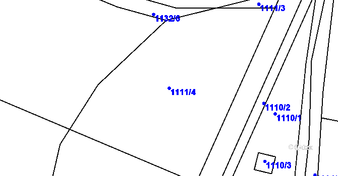 Parcela st. 1111/4 v KÚ Hradce u Homol, Katastrální mapa