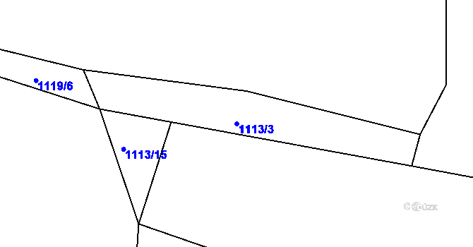 Parcela st. 1113/3 v KÚ Hradce u Homol, Katastrální mapa