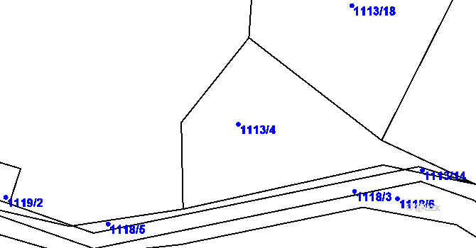 Parcela st. 1113/4 v KÚ Hradce u Homol, Katastrální mapa