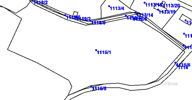 Parcela st. 1115/1 v KÚ Hradce u Homol, Katastrální mapa