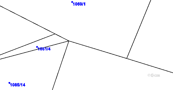 Parcela st. 1069/4 v KÚ Hradce u Homol, Katastrální mapa