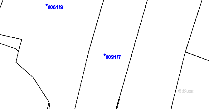 Parcela st. 1091/7 v KÚ Hradce u Homol, Katastrální mapa