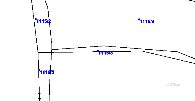 Parcela st. 1115/3 v KÚ Hradce u Homol, Katastrální mapa