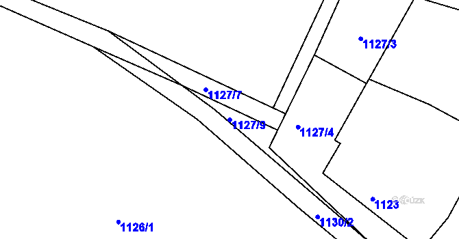 Parcela st. 1127/9 v KÚ Hradce u Homol, Katastrální mapa