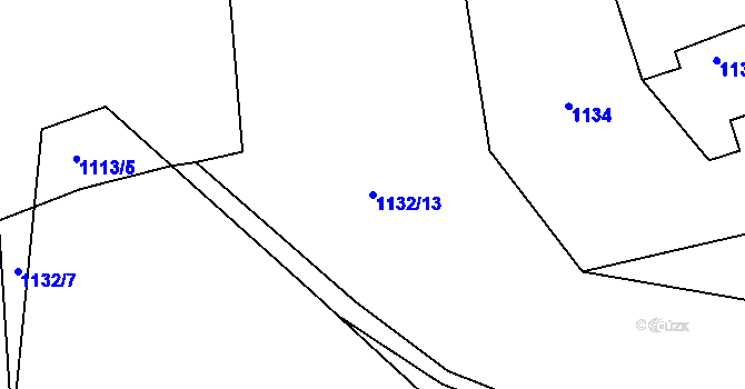 Parcela st. 1132/13 v KÚ Hradce u Homol, Katastrální mapa