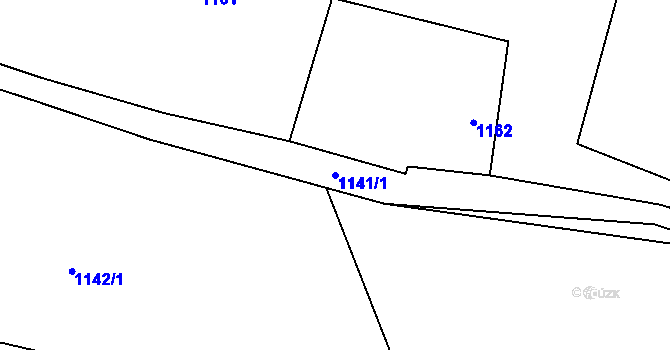 Parcela st. 1141/1 v KÚ Hradce u Homol, Katastrální mapa