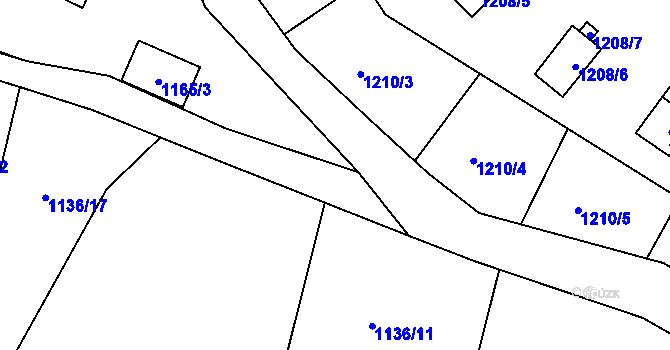 Parcela st. 1141/4 v KÚ Hradce u Homol, Katastrální mapa