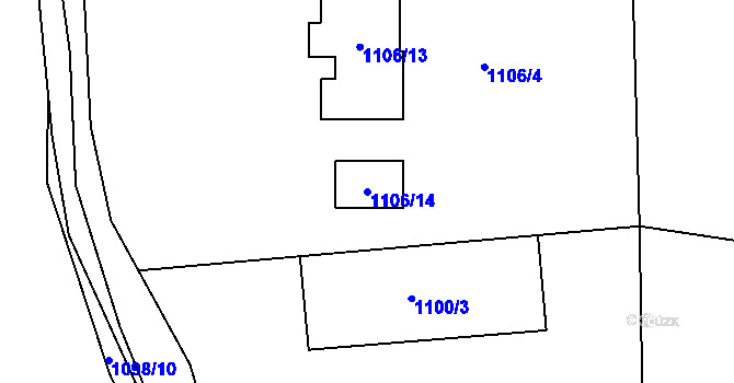 Parcela st. 1106/14 v KÚ Hradce u Homol, Katastrální mapa