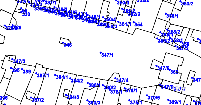 Parcela st. 347/1 v KÚ Planá u Českých Budějovic, Katastrální mapa