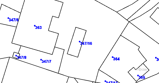 Parcela st. 347/16 v KÚ Planá u Českých Budějovic, Katastrální mapa