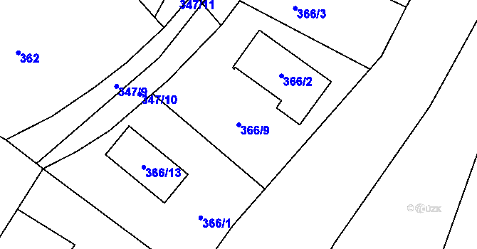 Parcela st. 366/9 v KÚ Planá u Českých Budějovic, Katastrální mapa