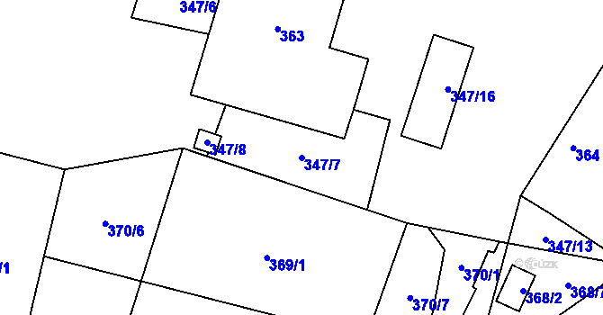 Parcela st. 347/7 v KÚ Planá u Českých Budějovic, Katastrální mapa