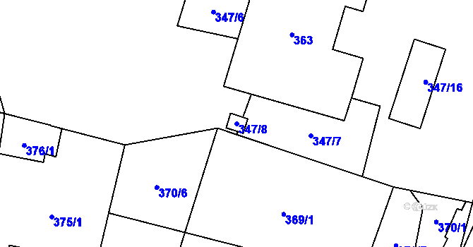 Parcela st. 347/8 v KÚ Planá u Českých Budějovic, Katastrální mapa