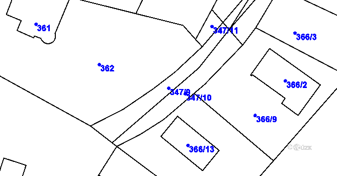 Parcela st. 347/9 v KÚ Planá u Českých Budějovic, Katastrální mapa