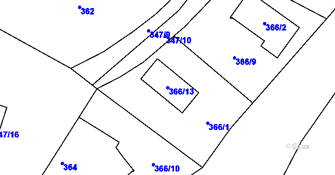 Parcela st. 366/13 v KÚ Planá u Českých Budějovic, Katastrální mapa