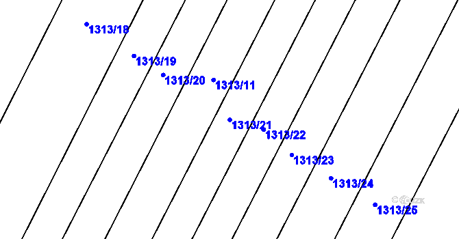 Parcela st. 1313/21 v KÚ Závraty, Katastrální mapa