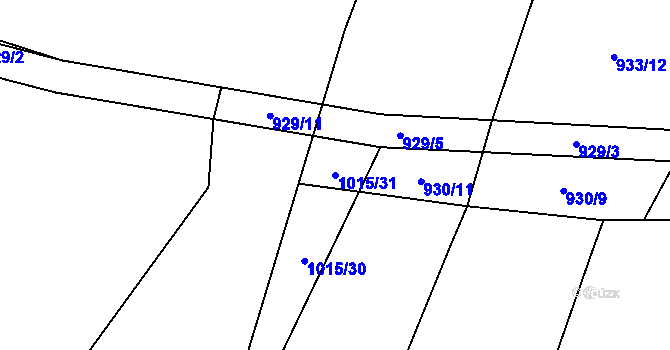 Parcela st. 1015/31 v KÚ Závraty, Katastrální mapa