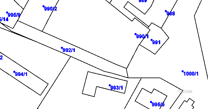 Parcela st. 990/1 v KÚ Závraty, Katastrální mapa