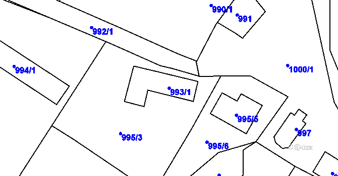 Parcela st. 993/1 v KÚ Závraty, Katastrální mapa