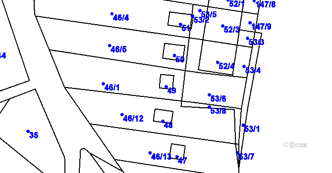 Parcela st. 49 v KÚ Bláhov, Katastrální mapa