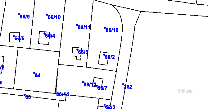 Parcela st. 66/2 v KÚ Bláhov, Katastrální mapa