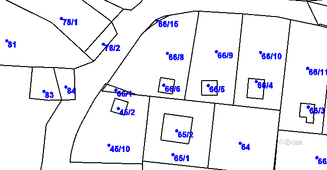 Parcela st. 66/6 v KÚ Bláhov, Katastrální mapa