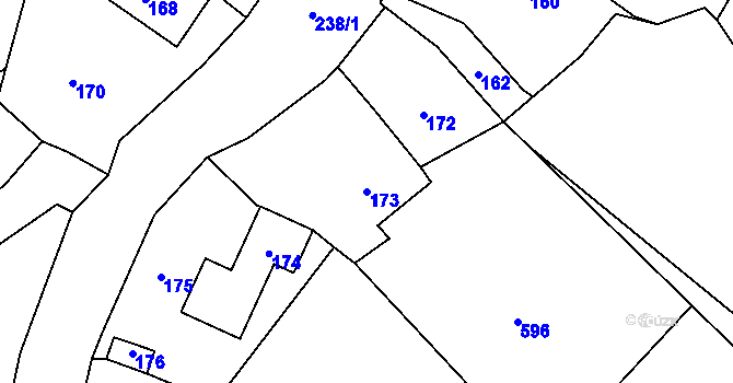 Parcela st. 173 v KÚ Homole u Panny, Katastrální mapa