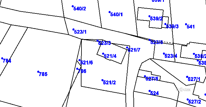 Parcela st. 521/4 v KÚ Homole u Panny, Katastrální mapa