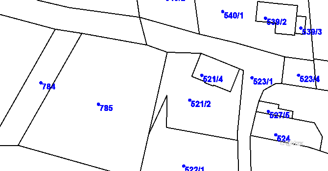 Parcela st. 521/6 v KÚ Homole u Panny, Katastrální mapa