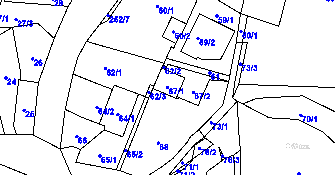 Parcela st. 67/1 v KÚ Homole u Panny, Katastrální mapa
