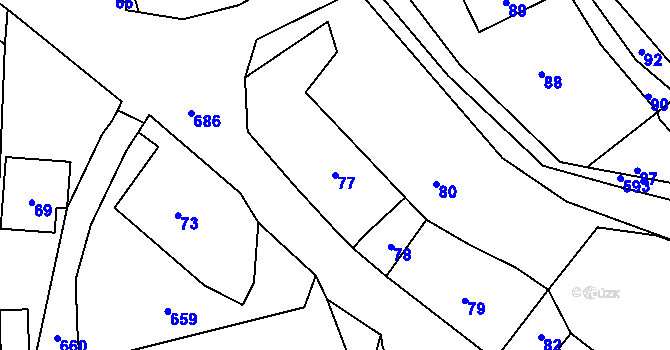 Parcela st. 77 v KÚ Lhota pod Pannou, Katastrální mapa