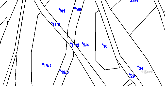 Parcela st. 9/4 v KÚ Babiny II, Katastrální mapa