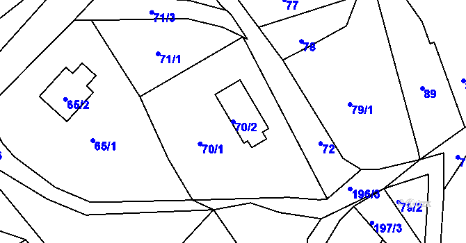 Parcela st. 70/2 v KÚ Babiny II, Katastrální mapa