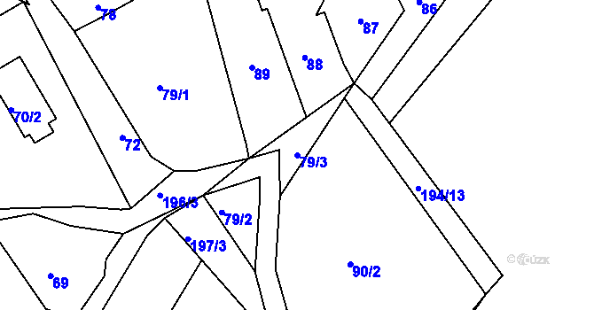 Parcela st. 79/3 v KÚ Babiny II, Katastrální mapa