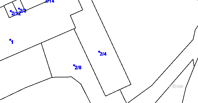 Parcela st. 2/4 v KÚ Babiny II, Katastrální mapa