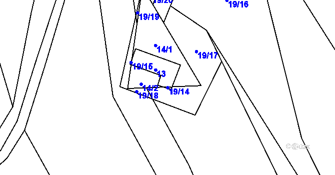 Parcela st. 19/14 v KÚ Babiny II, Katastrální mapa