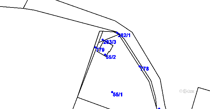 Parcela st. 55/2 v KÚ Suletice, Katastrální mapa
