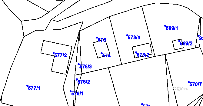 Parcela st. 574 v KÚ Suletice, Katastrální mapa