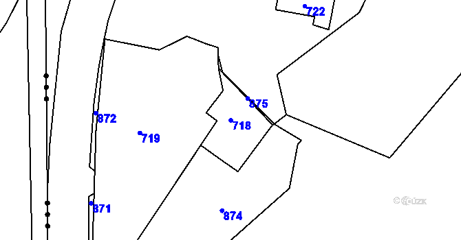 Parcela st. 718 v KÚ Suletice, Katastrální mapa