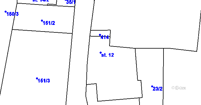 Parcela st. 12 v KÚ Honbice, Katastrální mapa