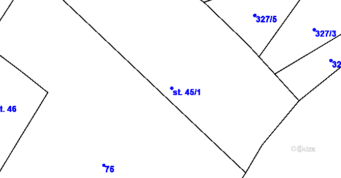Parcela st. 45 v KÚ Honbice, Katastrální mapa