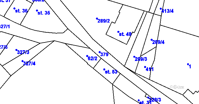 Parcela st. 379 v KÚ Honbice, Katastrální mapa