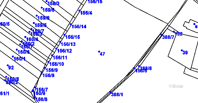 Parcela st. 47 v KÚ Honbice, Katastrální mapa