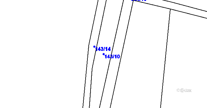 Parcela st. 143/10 v KÚ Honbice, Katastrální mapa