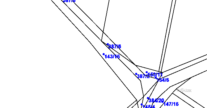 Parcela st. 143/16 v KÚ Honbice, Katastrální mapa
